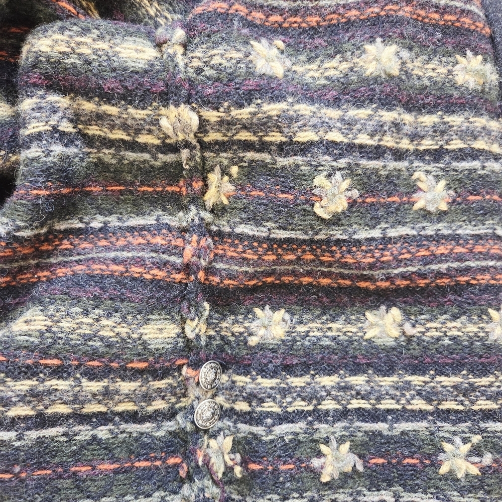 Vintage TWIK Shetland Wool Cardigan – Floral Stripe Pattern – Hong Kong size M - Picture 13 of 14